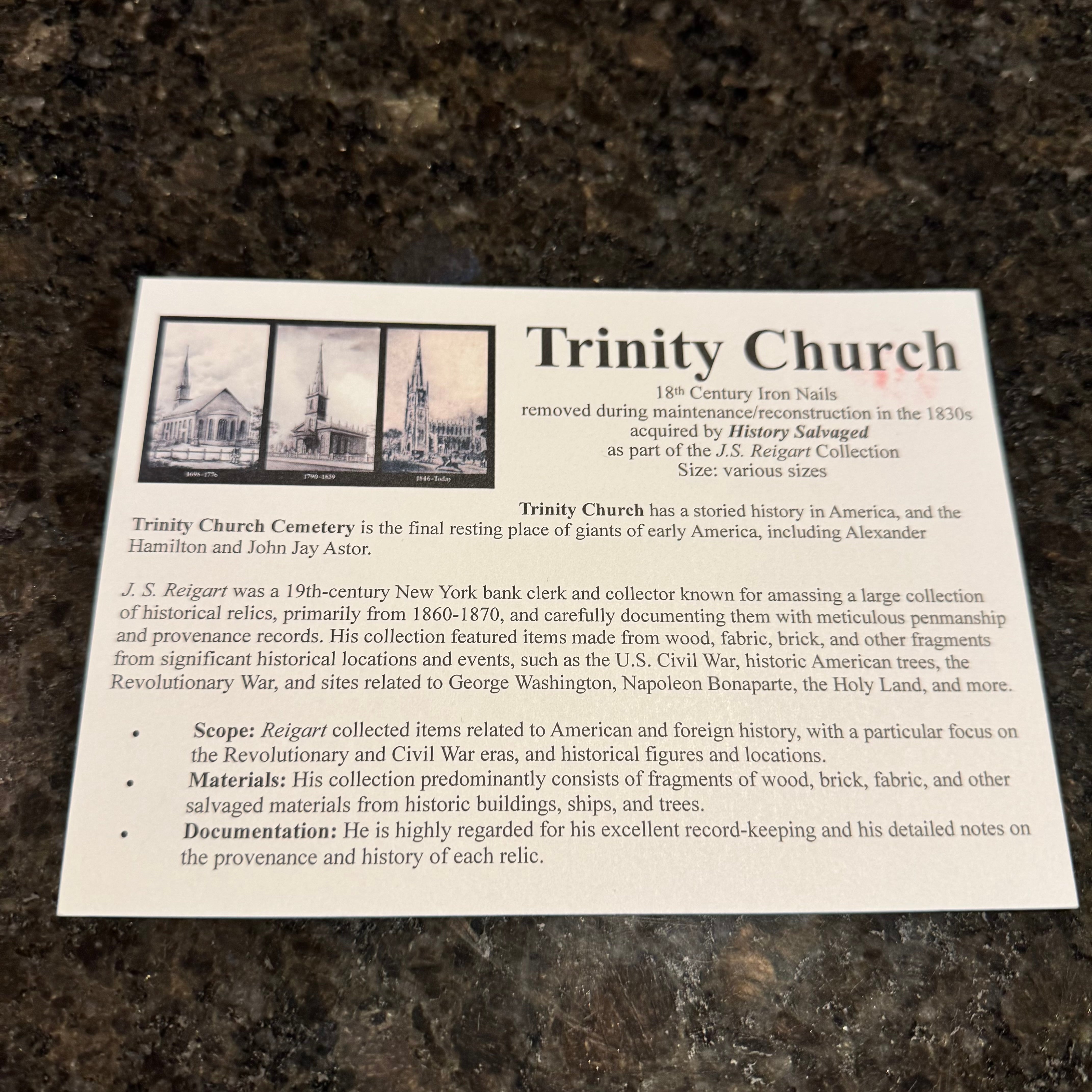 Authentic Trinity Church Nail Artifact Flag