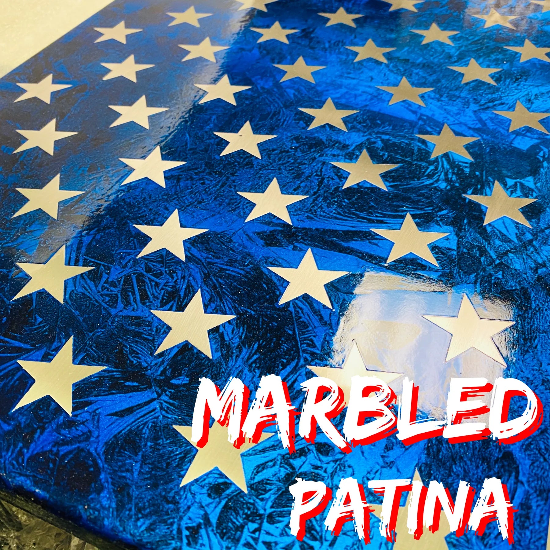 (Indoor / Outdoor) Hand Marbled Patina Flag