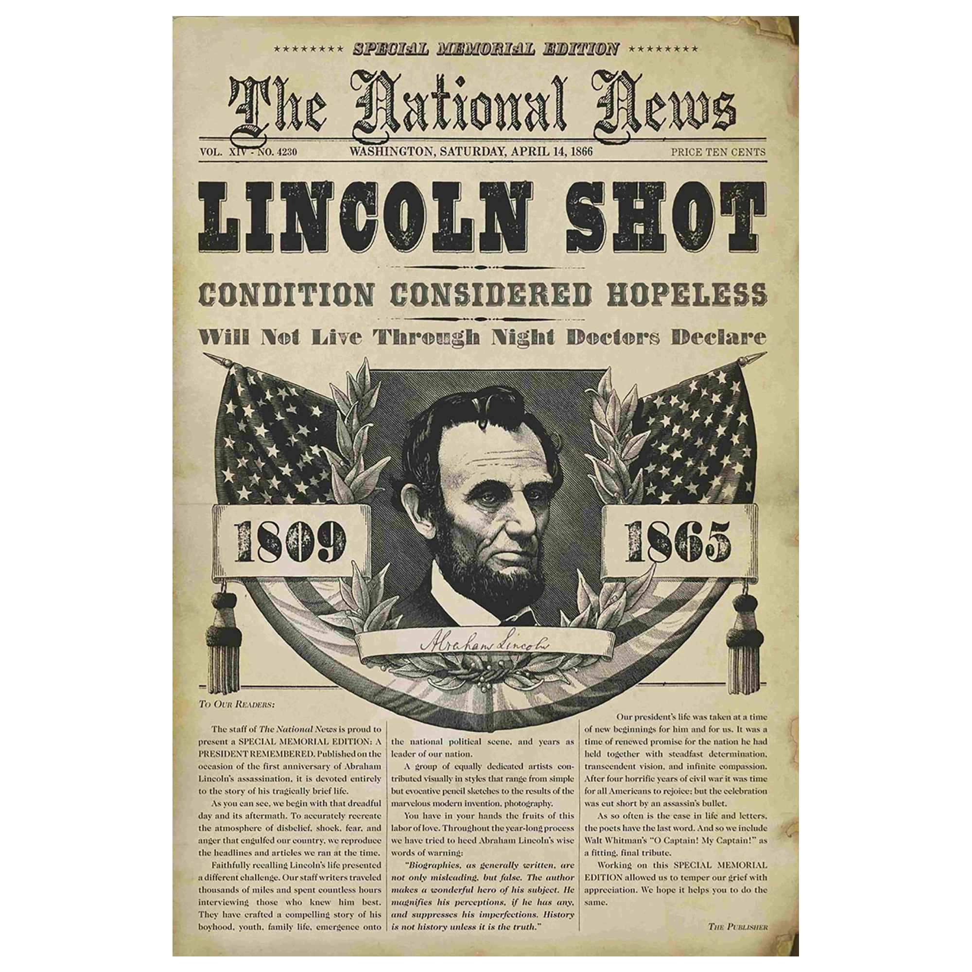 Authentic Abraham Lincoln / Ford Theater Artifact Flag