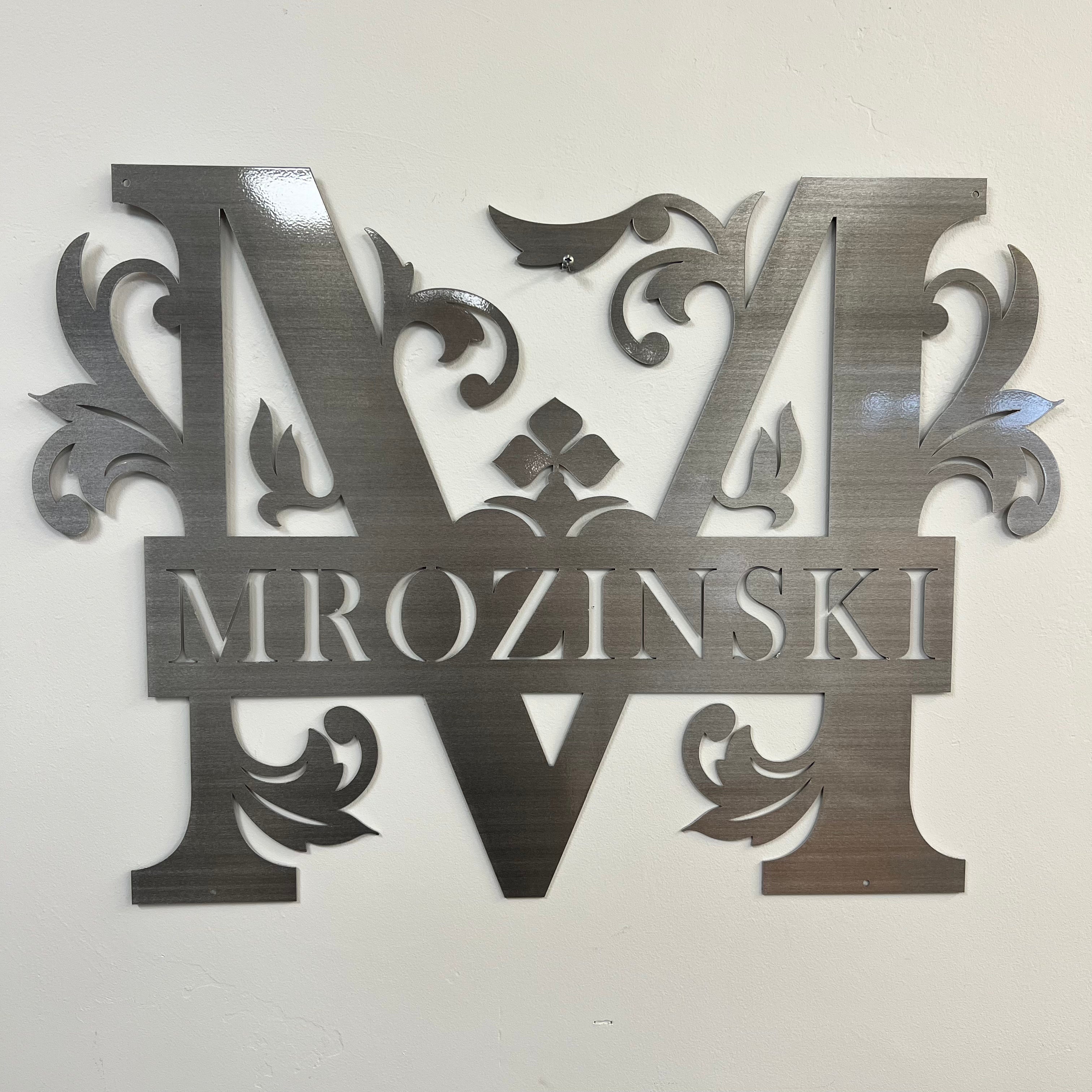 Split Letter Aluminum Monogram