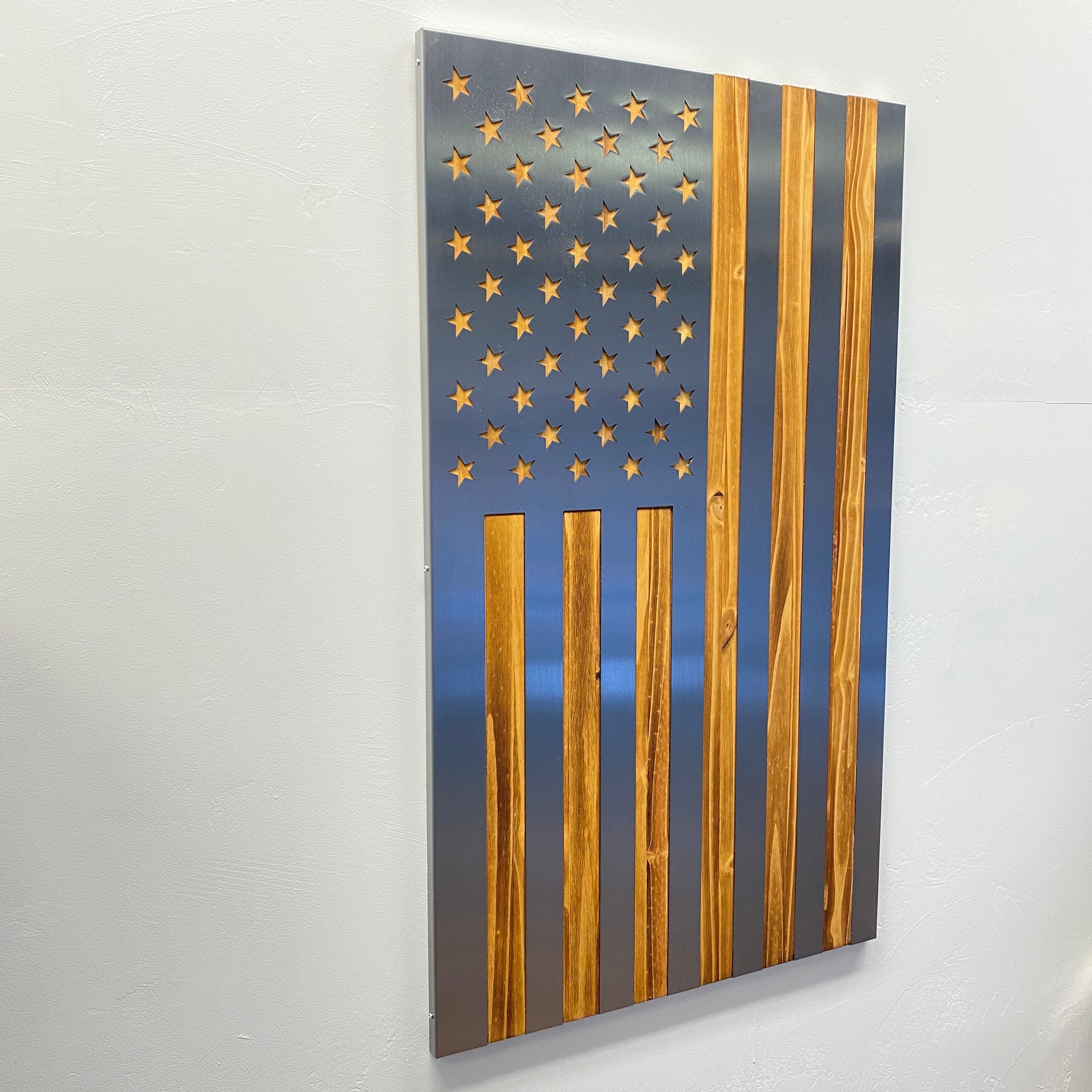 Vertical Wood & Steel Flag