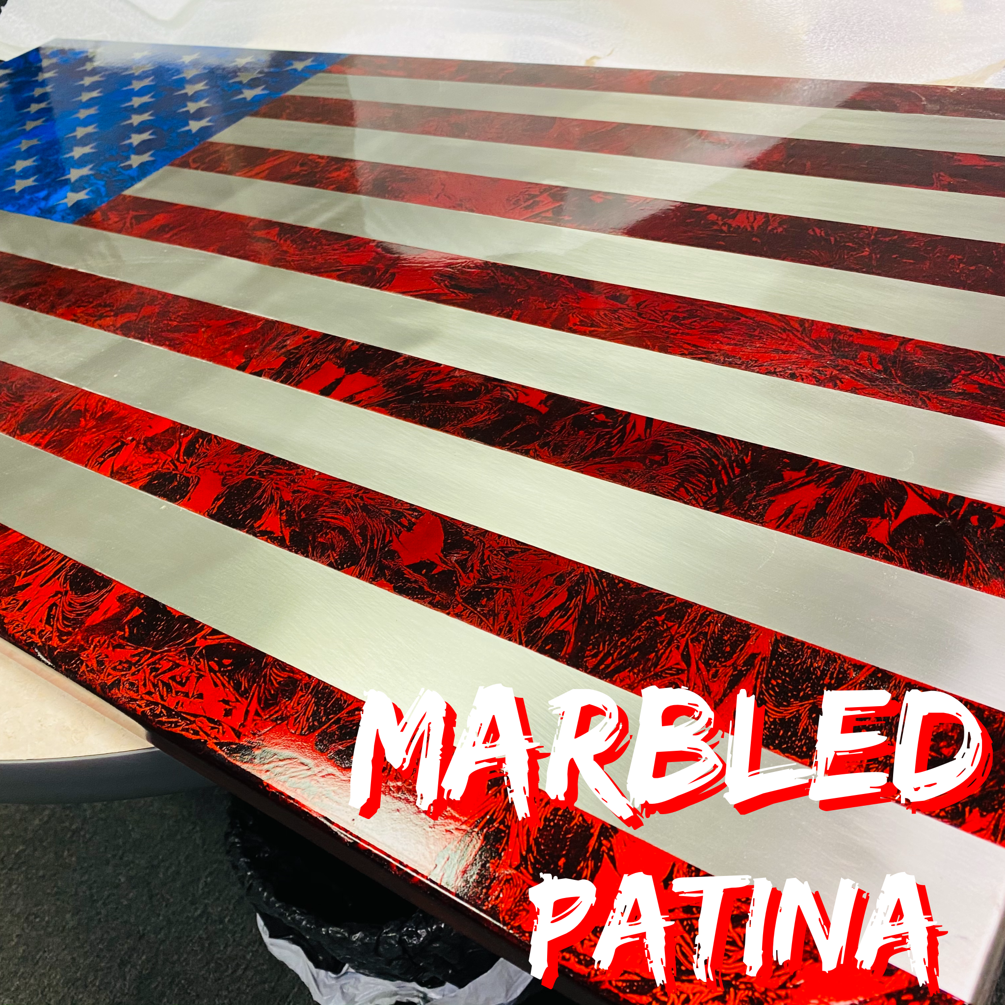 (Indoor / Outdoor) Hand Marbled Patina Flag