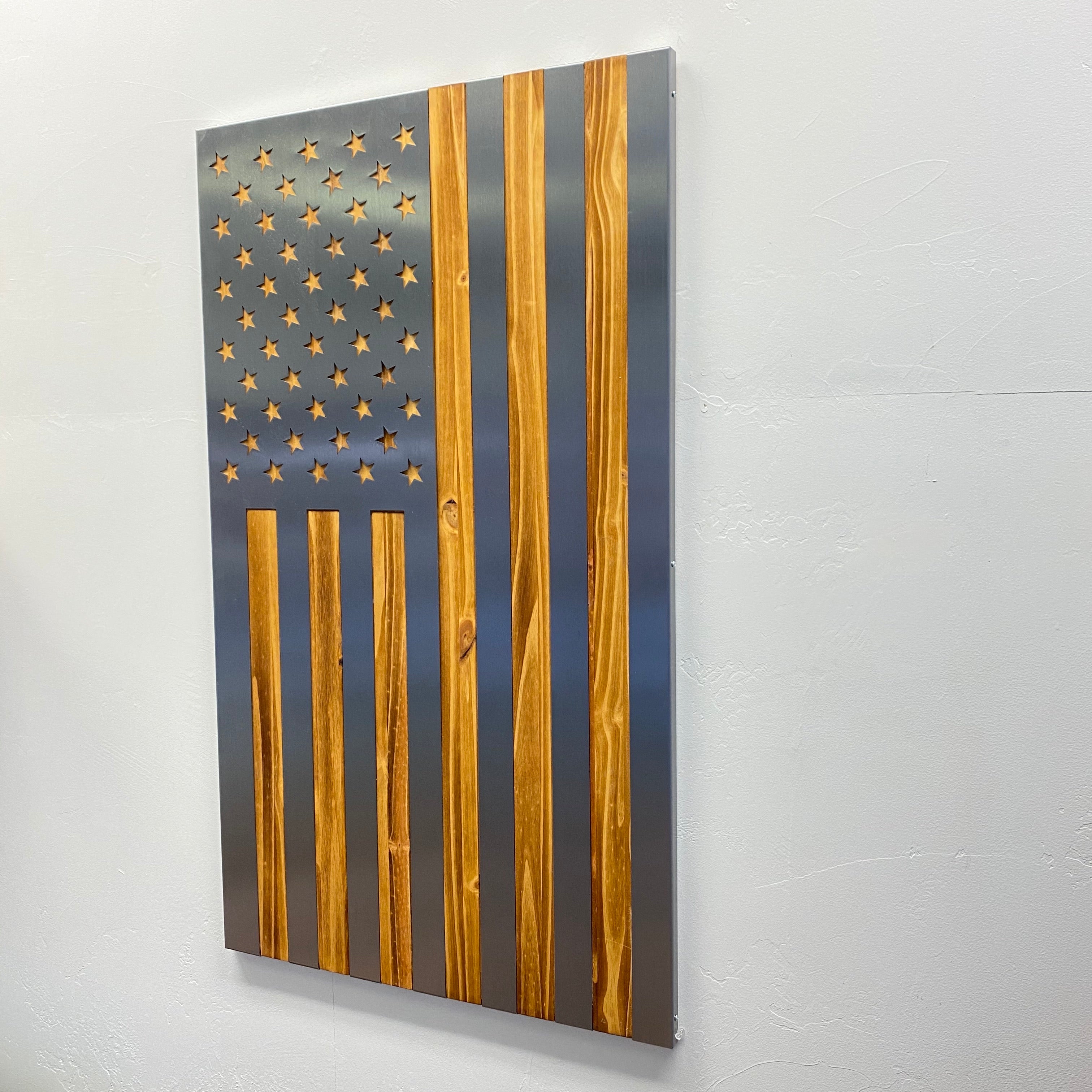 Vertical Wood & Steel Flag