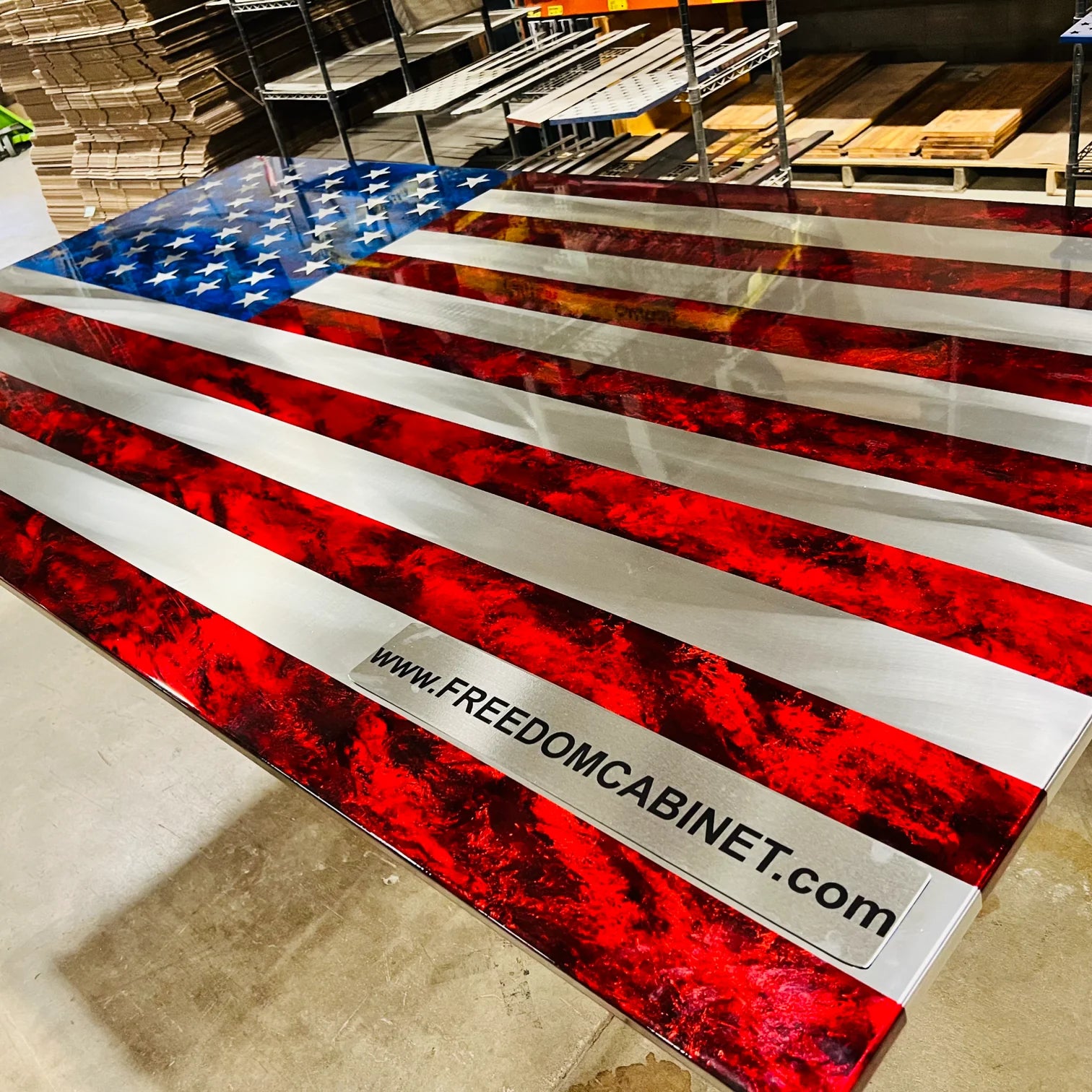 Polished Aluminum Marbled Patina Flag (outdoor)