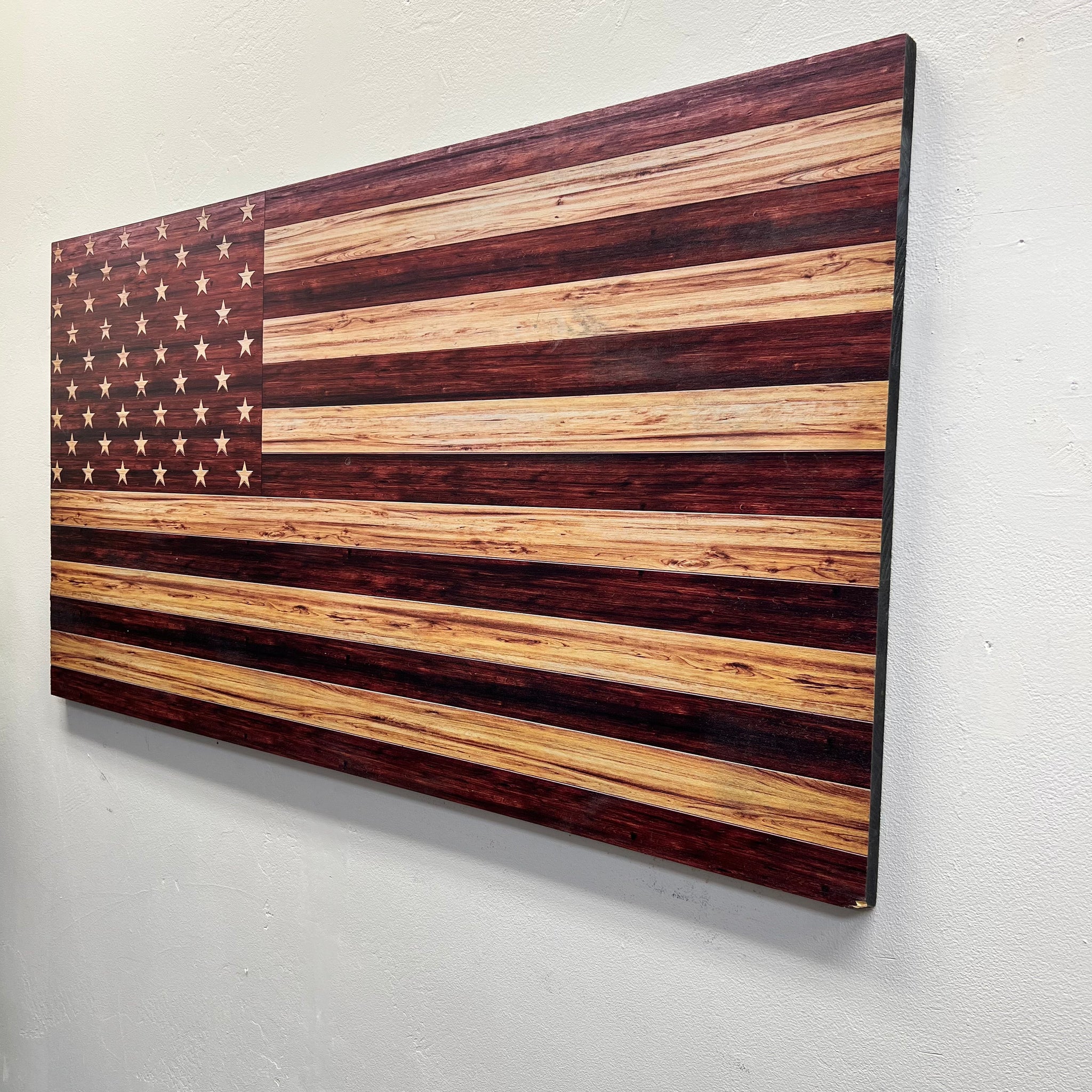 UV Printed Wood Mahogany and Maple Flag