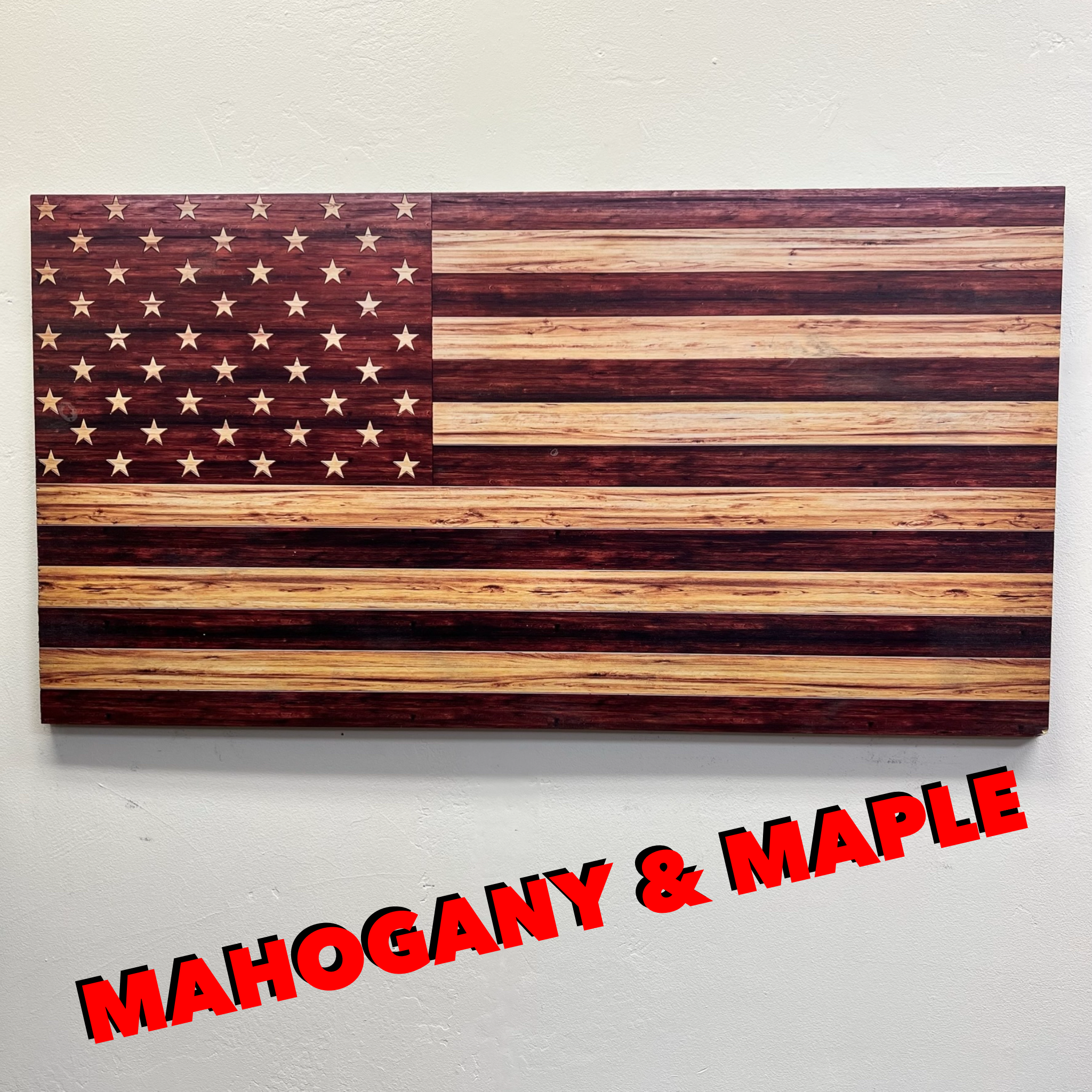 UV Printed Wood Mahogany and Maple Flag