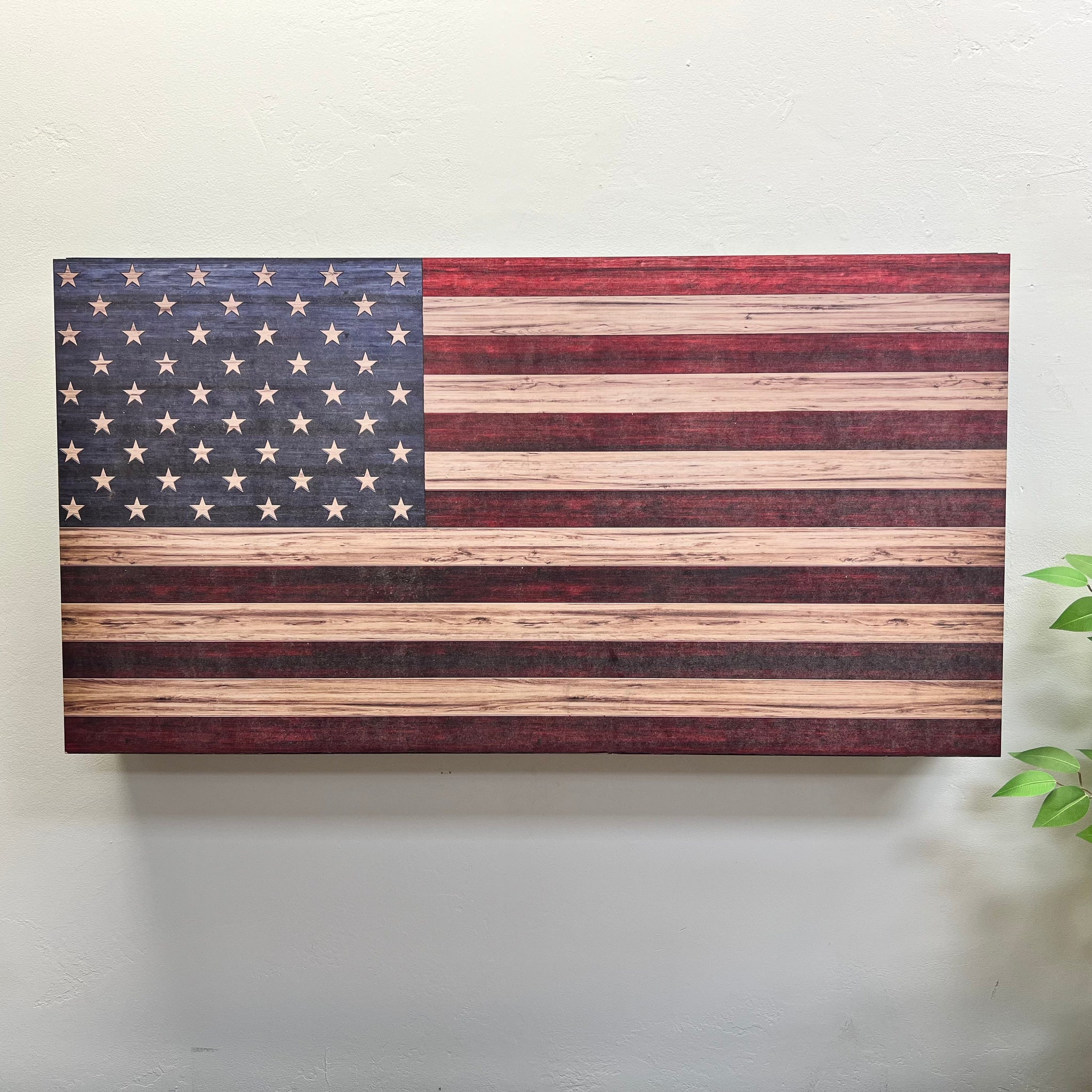 UV Printed Wood Red, Wood and Blue Flag