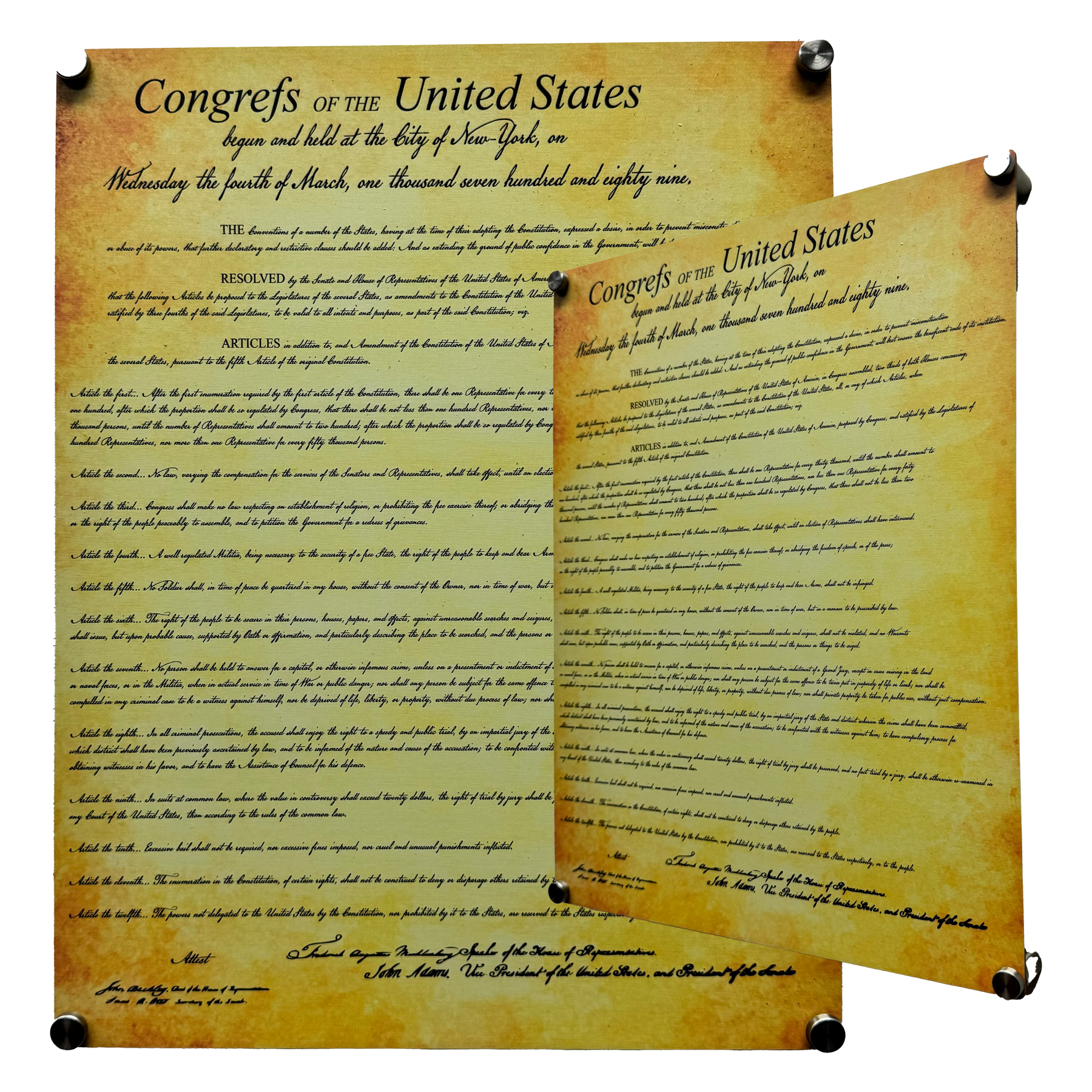 Bill of Rights Aluminum Document