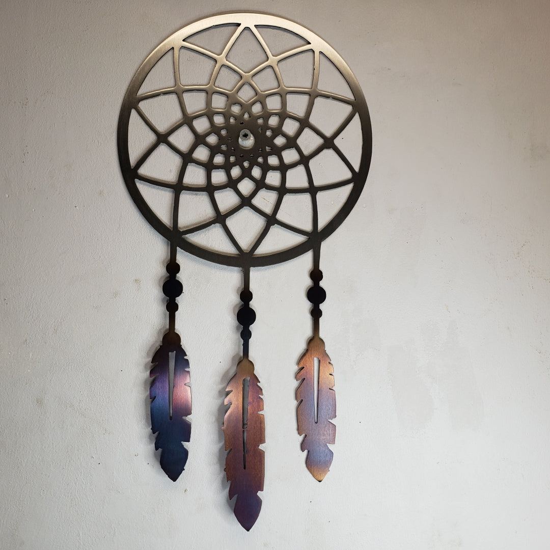Dream Catcher with Heat Treated Feathers
