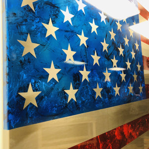 Elite Collection / Stainless Steel Marbled Patina US Flag