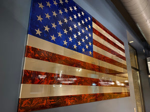 45" Marbled Patina Steel US Flag / Customer Favorite