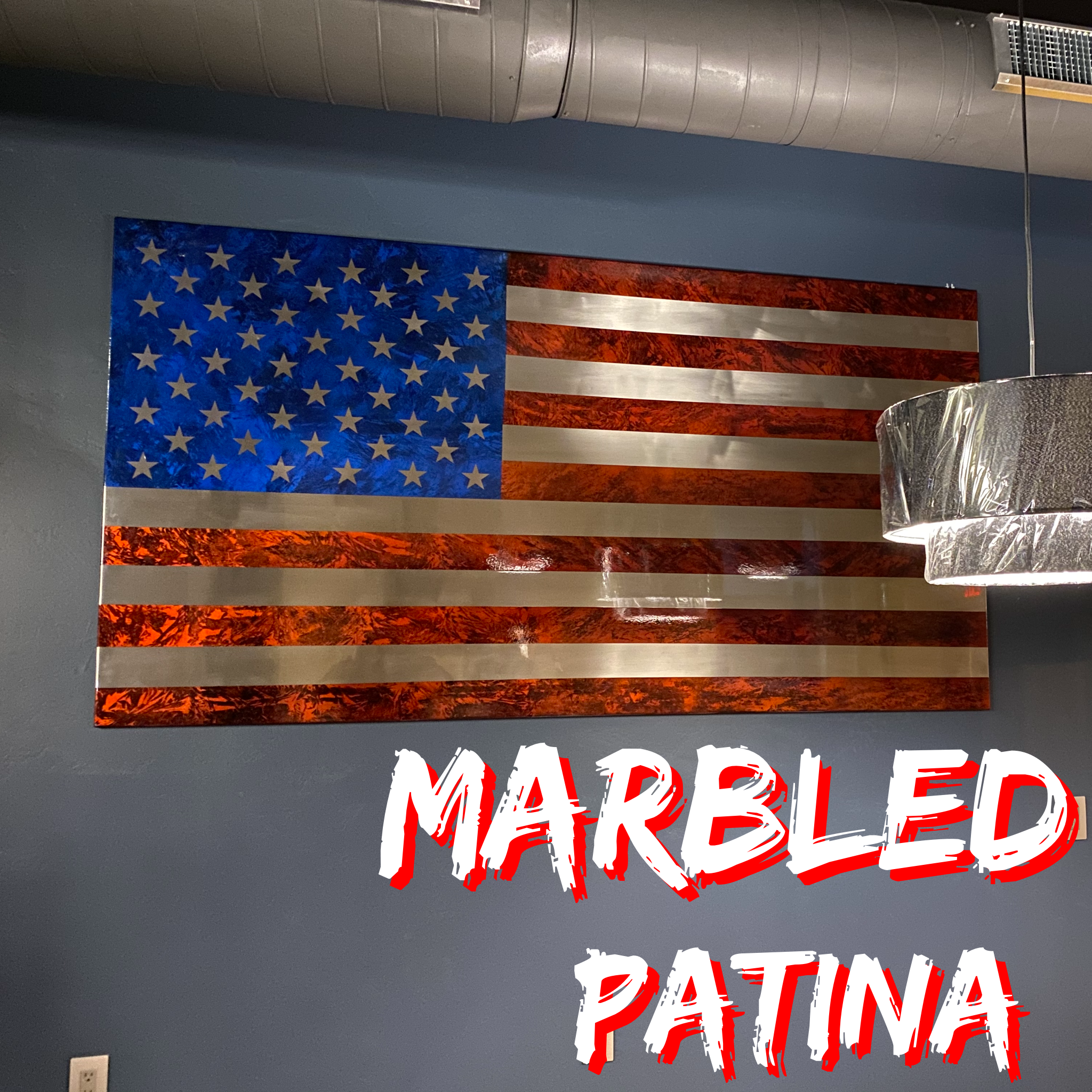 Marbled Patina Steel US Flag