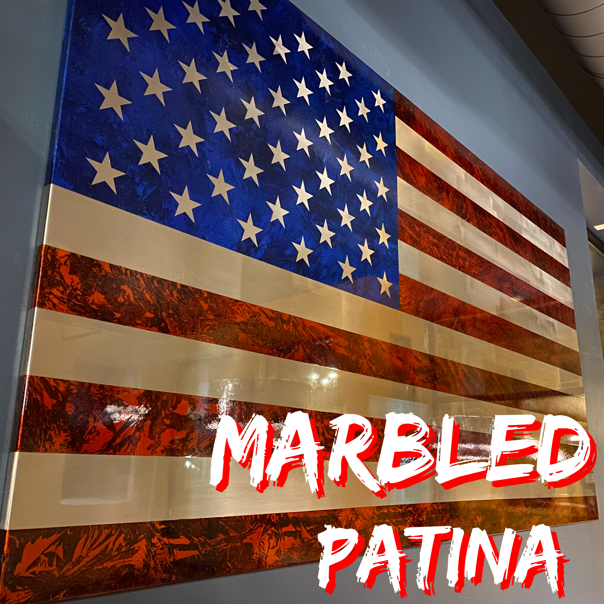 Marbled Patina Steel US Flag