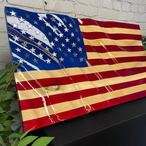 Painted BUTCHER BLOCK Maple / inlaid steel stars