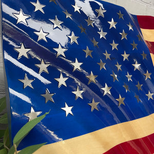 Painted BUTCHER BLOCK Maple / inlaid steel stars