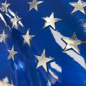 Painted BUTCHER BLOCK Maple / inlaid steel stars