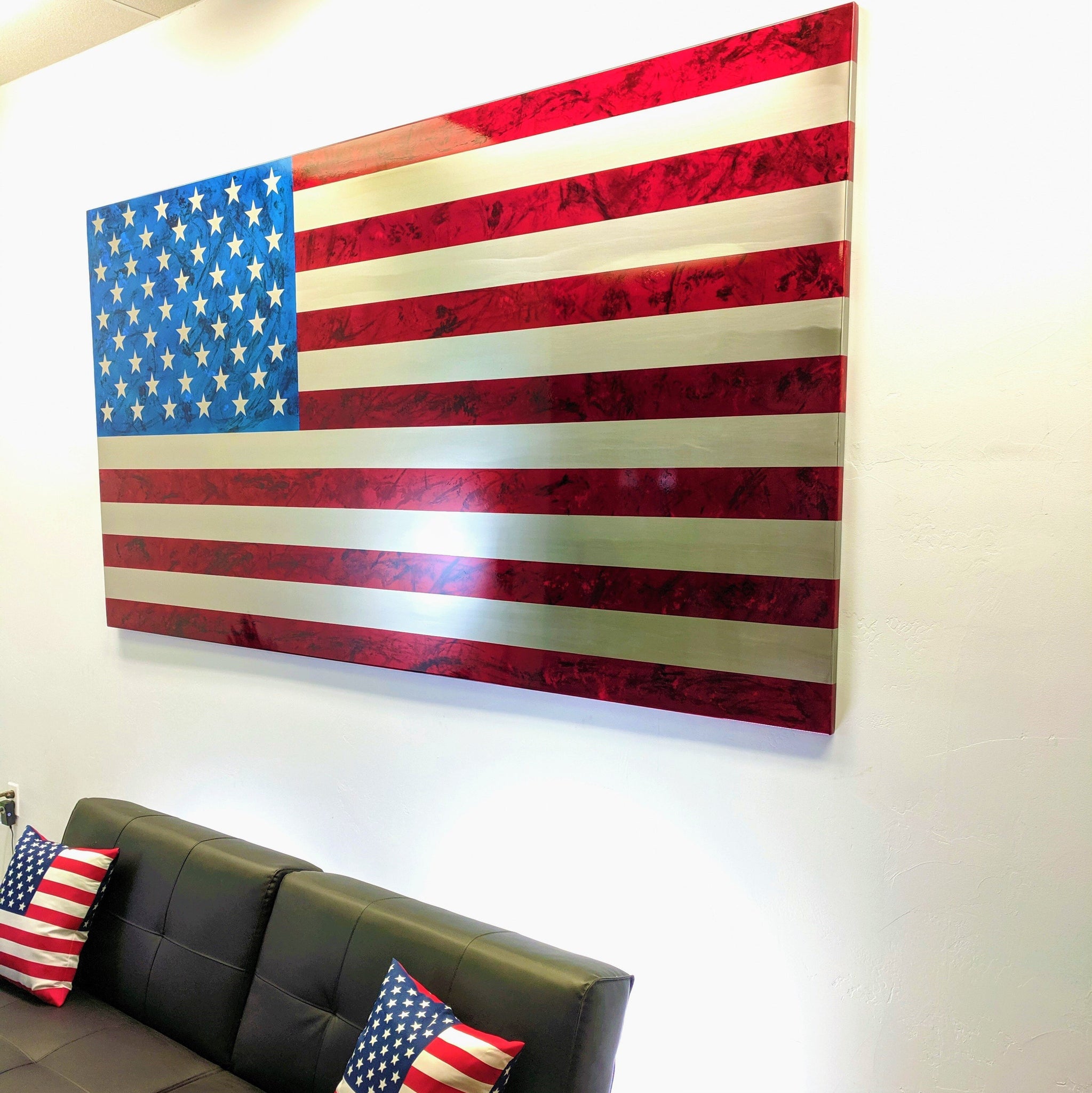Elite Collection / Stainless Steel Marbled Patina US Flag