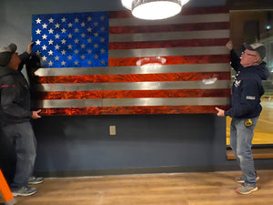 45" Marbled Patina Steel US Flag / Customer Favorite