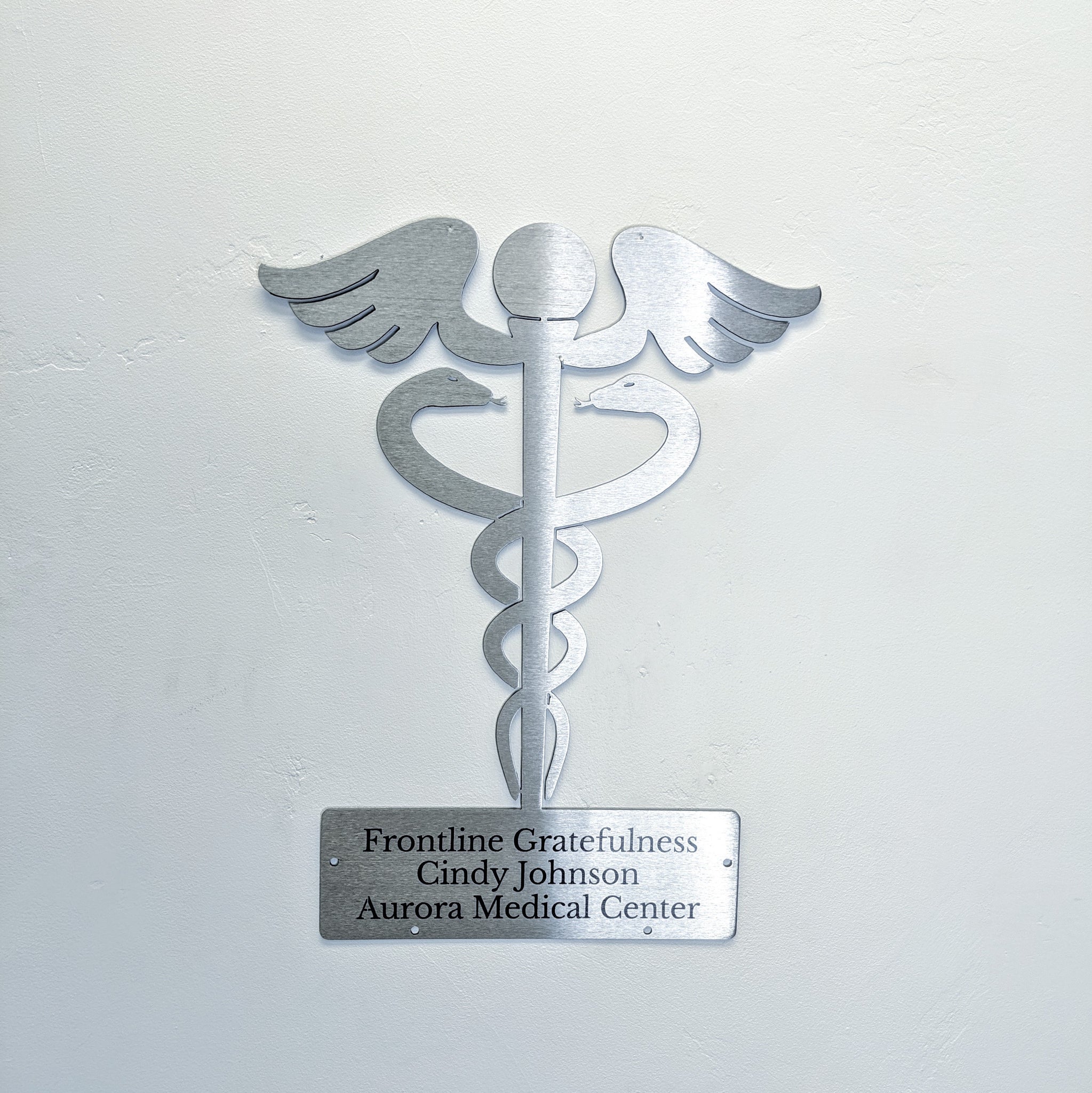 Personalized Laser Etched Caduseus Medical Symbol