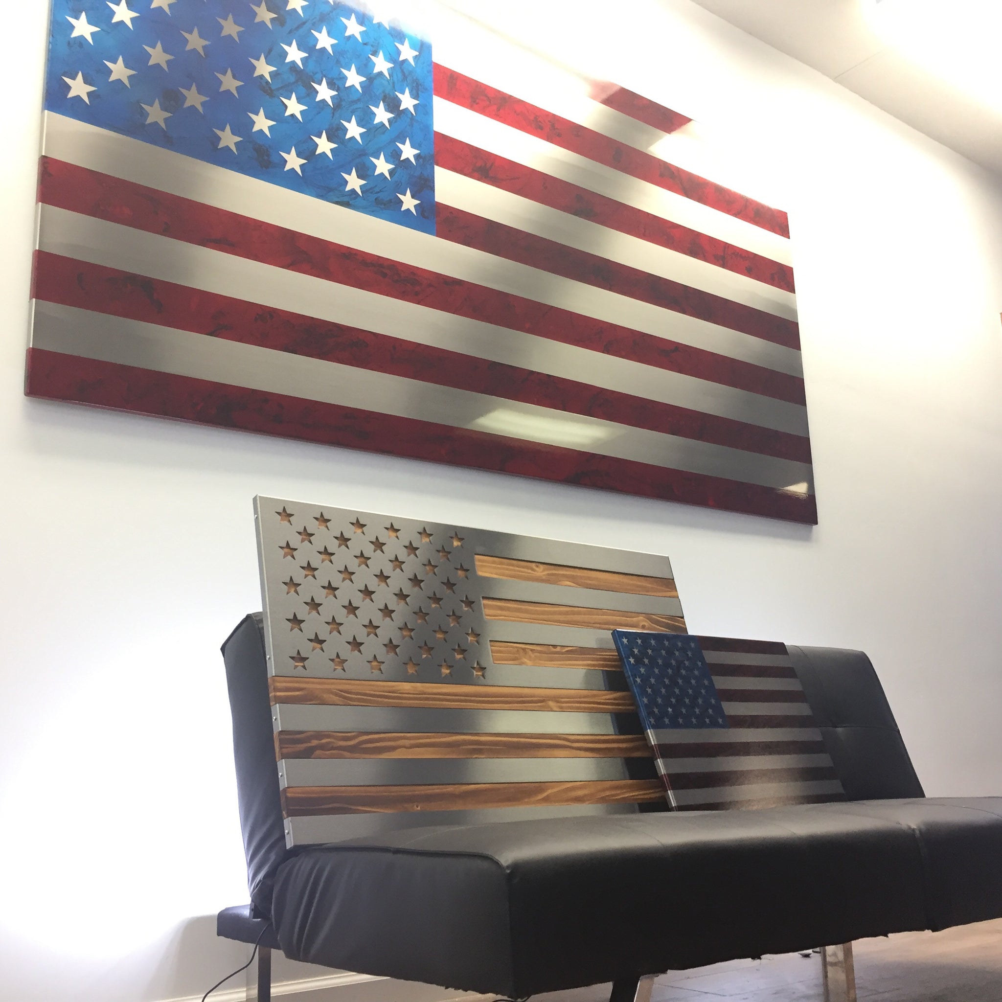 Elite Collection / Stainless Steel Marbled Patina US Flag