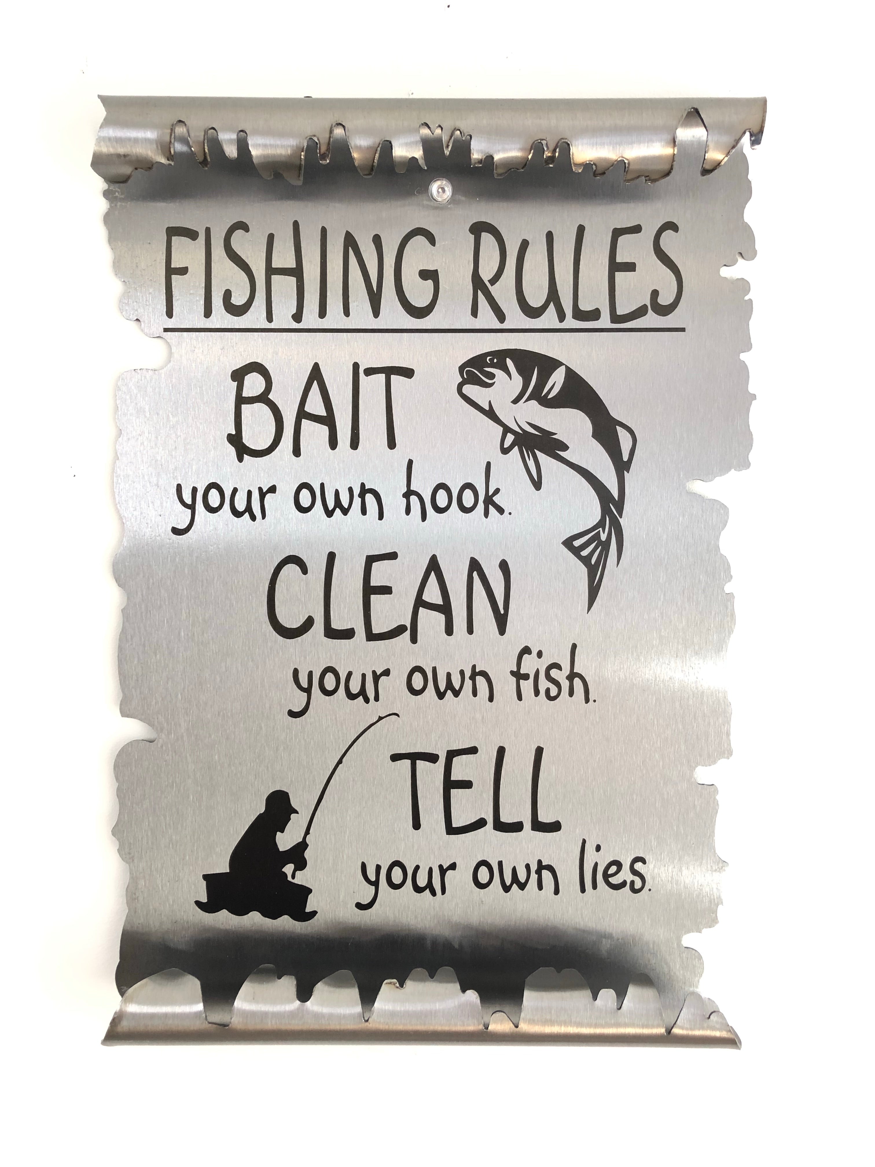Fishing Rules Metal Scroll