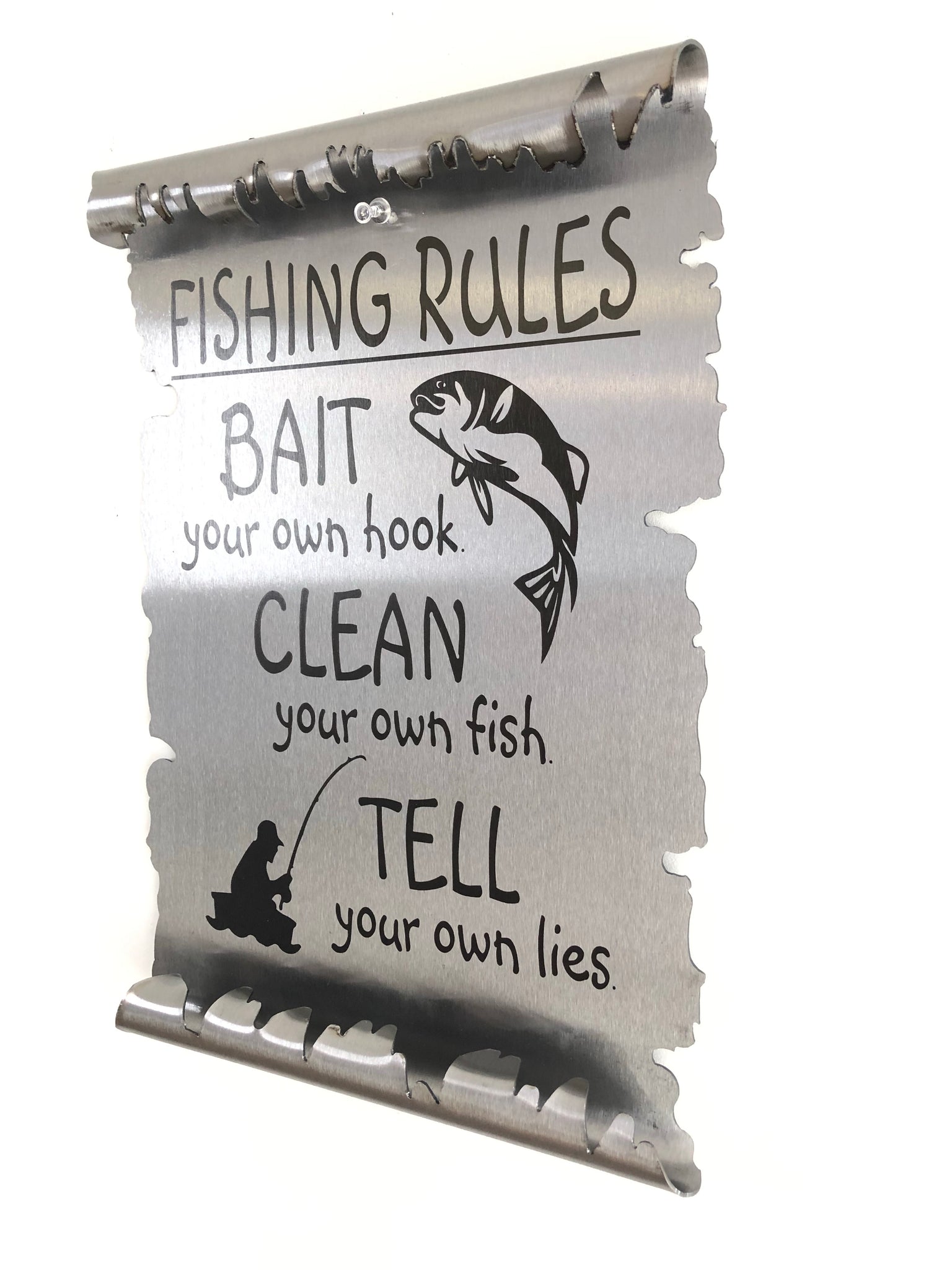 Fishing Rules Metal Scroll